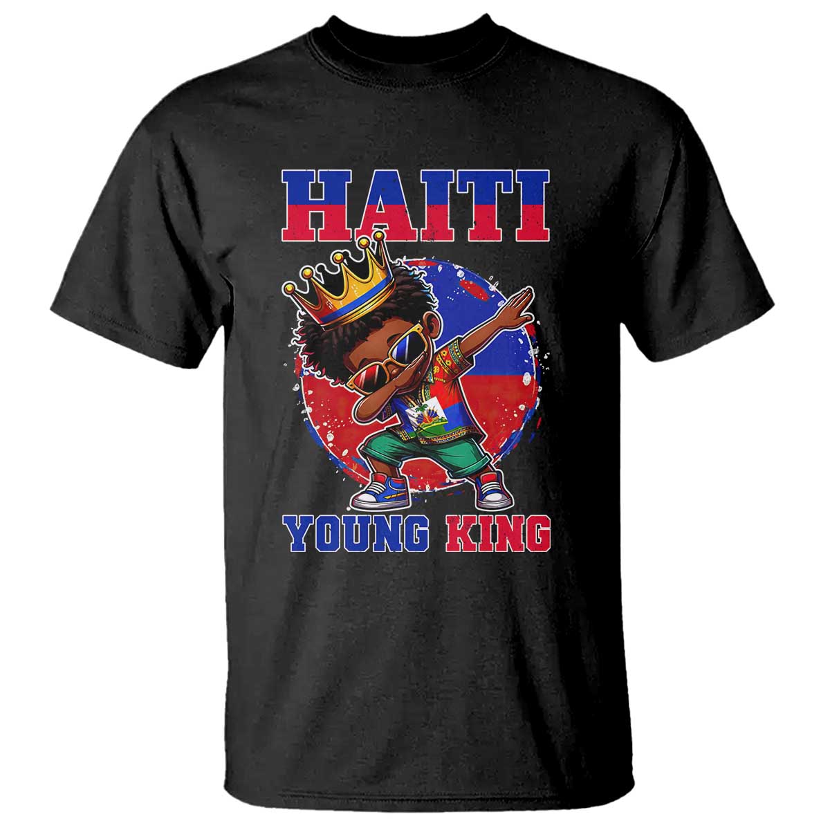 Haiti Young King Dabbing Boy Kids Graphic T Shirt Haitian Heritage Pride TS02 Black Print Your Wear