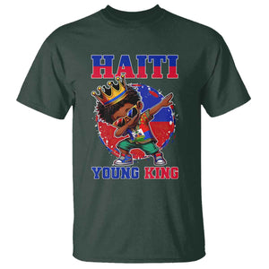 Haiti Young King Dabbing Boy Kids Graphic T Shirt Haitian Heritage Pride TS02 Dark Forest Green Print Your Wear