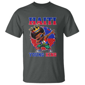Haiti Young King Dabbing Boy Kids Graphic T Shirt Haitian Heritage Pride TS02 Dark Heather Print Your Wear