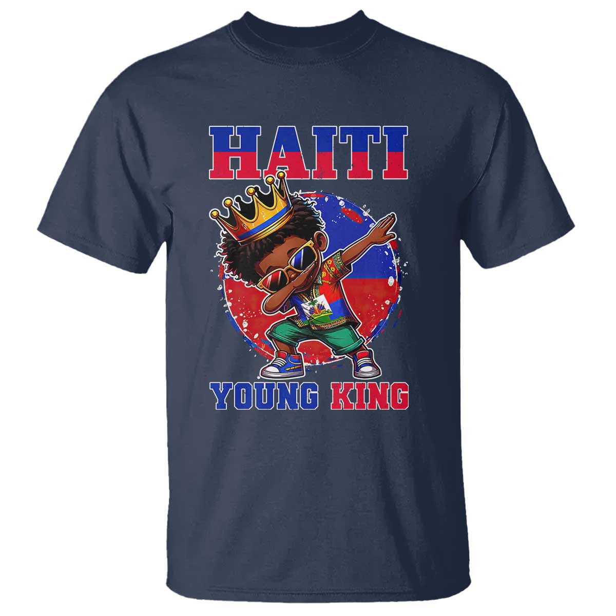 Haiti Young King Dabbing Boy Kids Graphic T Shirt Haitian Heritage Pride TS02 Navy Print Your Wear