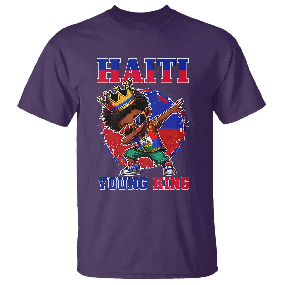 Haiti Young King Dabbing Boy Kids Graphic T Shirt Haitian Heritage Pride TS02 Purple Print Your Wear