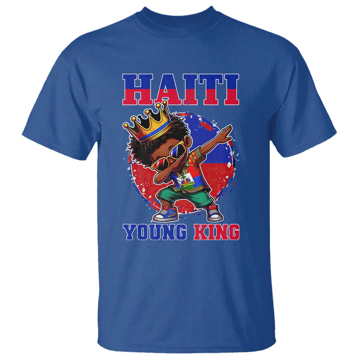 Haiti Young King Dabbing Boy Kids Graphic T Shirt Haitian Heritage Pride TS02 Royal Blue Print Your Wear