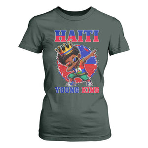 Haiti Young King Dabbing Boy Kids Graphic T Shirt For Women Haitian Heritage Pride TS02 Dark Forest Green Print Your Wear