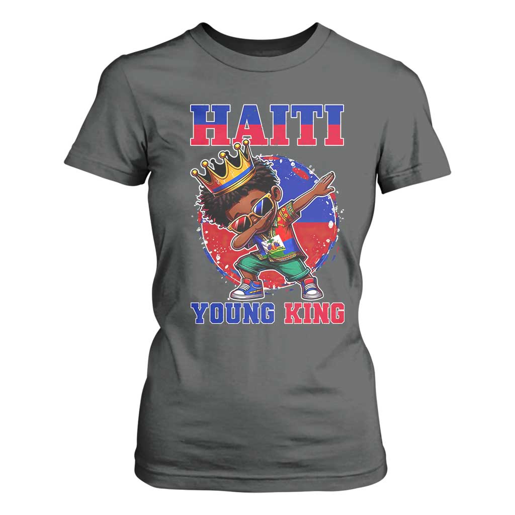 Haiti Young King Dabbing Boy Kids Graphic T Shirt For Women Haitian Heritage Pride TS02 Dark Heather Print Your Wear