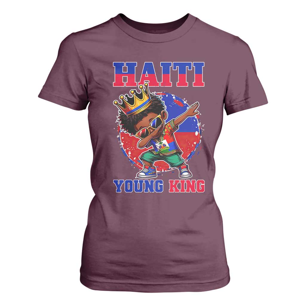 Haiti Young King Dabbing Boy Kids Graphic T Shirt For Women Haitian Heritage Pride TS02 Maroon Print Your Wear