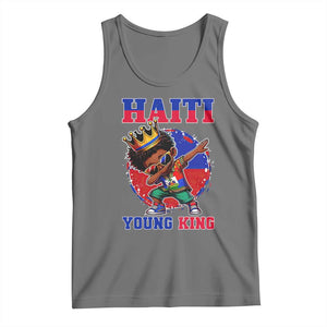 Haiti Young King Dabbing Boy Kids Graphic Tank Top Haitian Heritage Pride TS02 Black Heather Print Your Wear