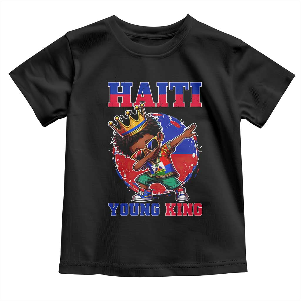 Haiti Young King Dabbing Boy Kids Graphic Toddler T Shirt Haitian Heritage Pride TS02 Black Print Your Wear