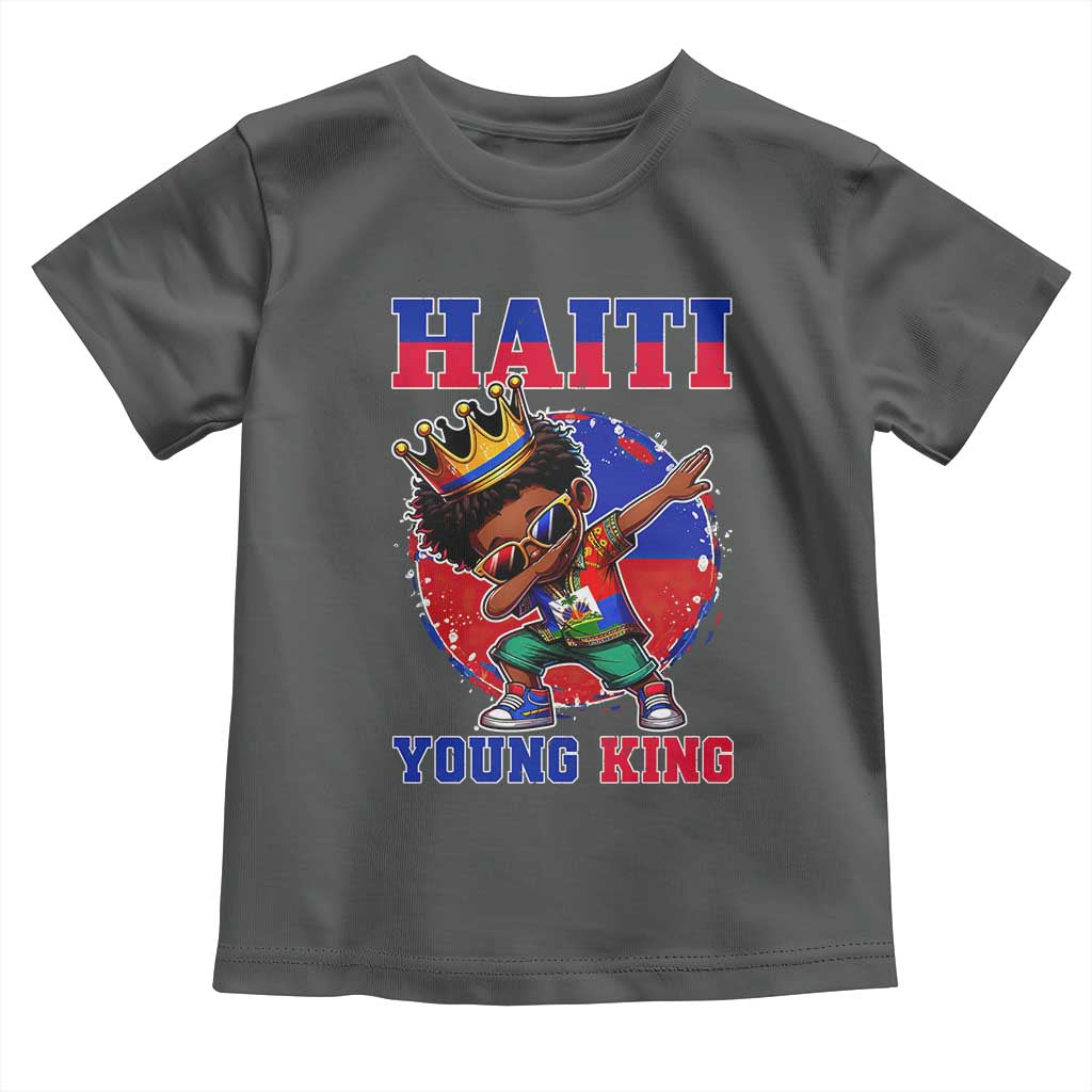 Haiti Young King Dabbing Boy Kids Graphic Toddler T Shirt Haitian Heritage Pride TS02 Dark Heather Print Your Wear