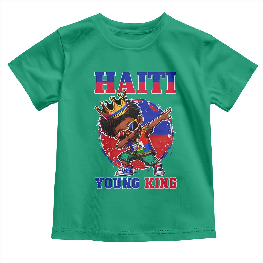 Haiti Young King Dabbing Boy Kids Graphic Toddler T Shirt Haitian Heritage Pride TS02 Irish Green Print Your Wear