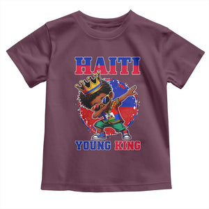 Haiti Young King Dabbing Boy Kids Graphic Toddler T Shirt Haitian Heritage Pride TS02 Maroon Print Your Wear