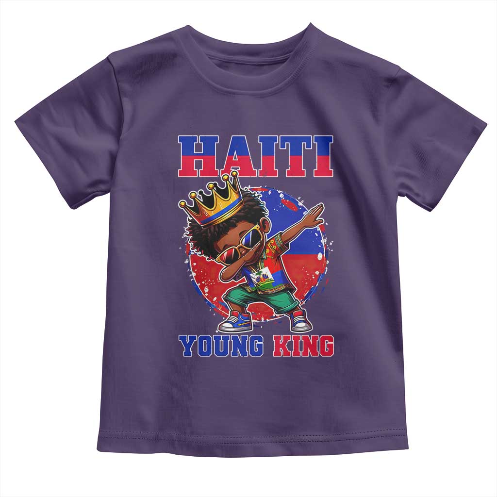 Haiti Young King Dabbing Boy Kids Graphic Toddler T Shirt Haitian Heritage Pride TS02 Purple Print Your Wear