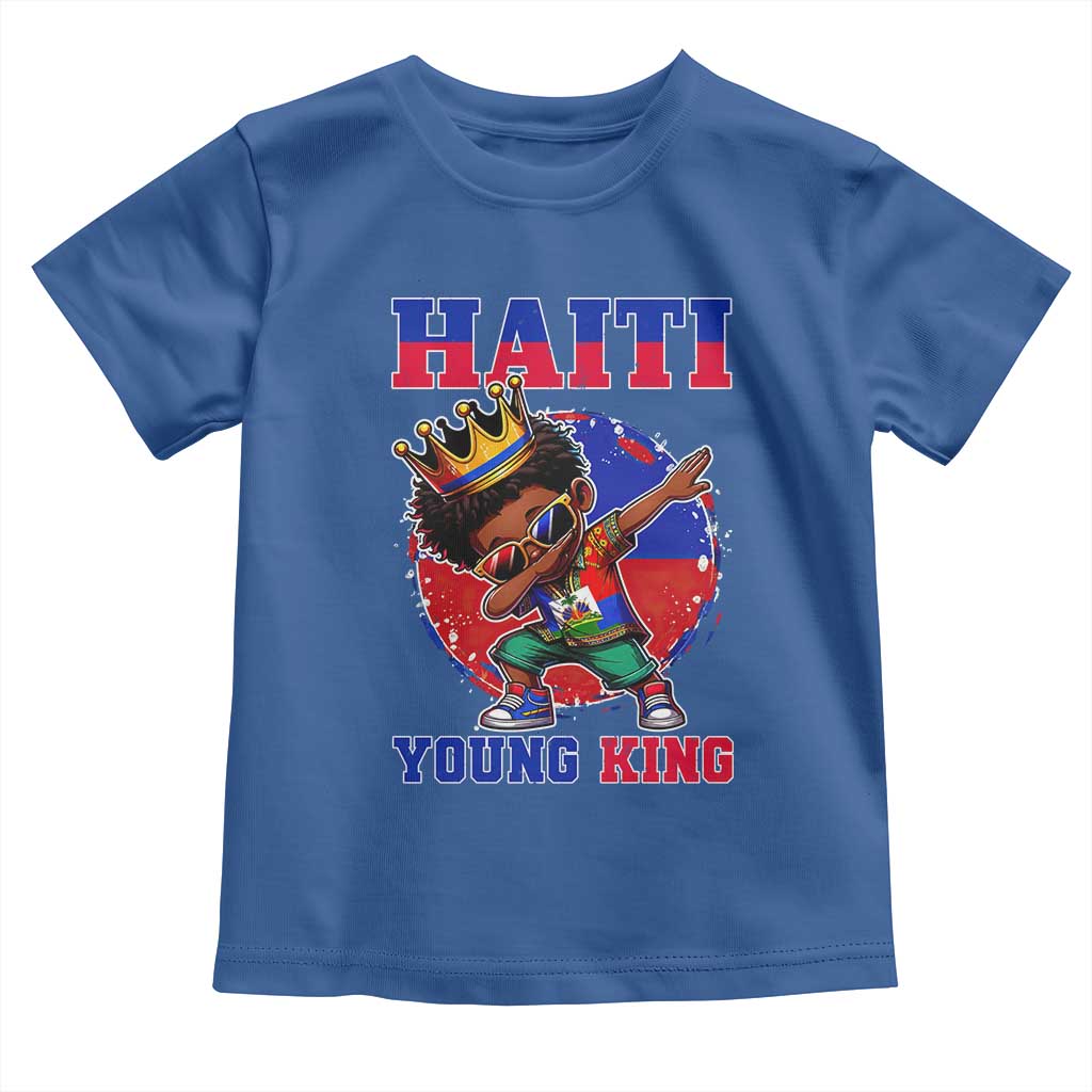Haiti Young King Dabbing Boy Kids Graphic Toddler T Shirt Haitian Heritage Pride TS02 Royal Blue Print Your Wear
