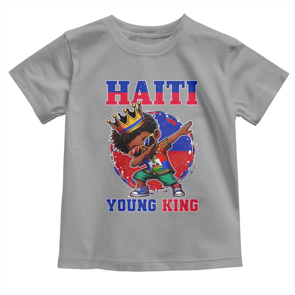 Haiti Young King Dabbing Boy Kids Graphic Toddler T Shirt Haitian Heritage Pride TS02 Sport Gray Print Your Wear