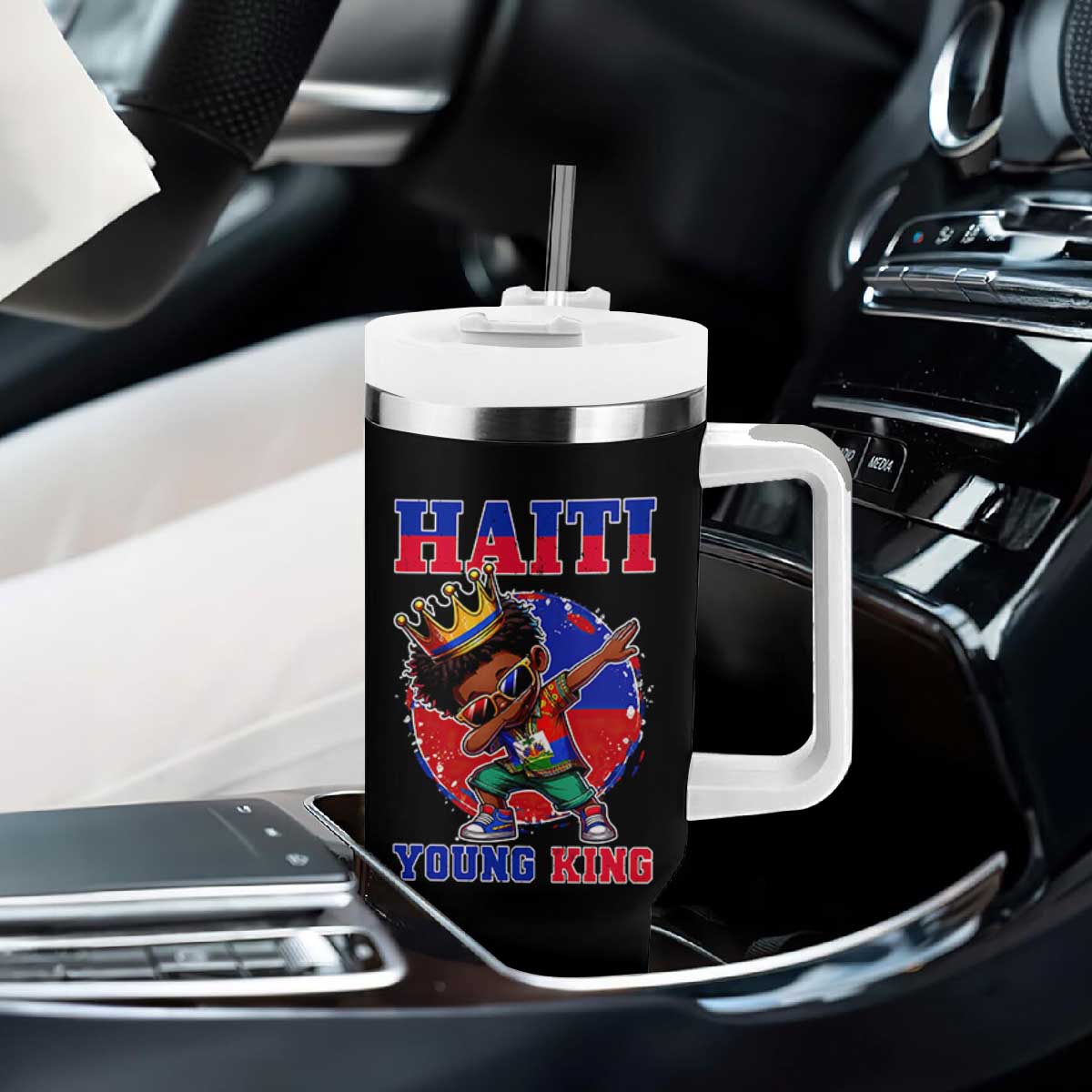 Haiti Young King Dabbing Boy Kids Graphic Tumbler With Handle Haitian Heritage Pride TS02 Print Your Wear