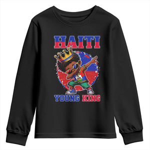 Haiti Young King Dabbing Boy Kids Graphic Youth Sweatshirt Haitian Heritage Pride TS02 Black Print Your Wear