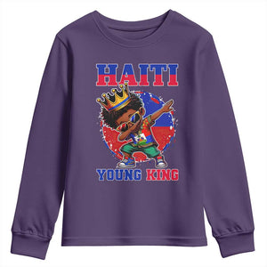 Haiti Young King Dabbing Boy Kids Graphic Youth Sweatshirt Haitian Heritage Pride TS02 Purple Print Your Wear
