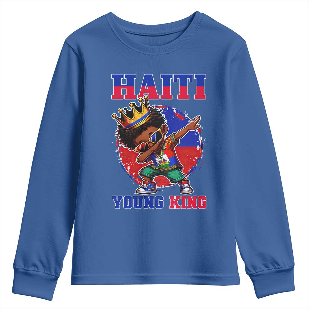 Haiti Young King Dabbing Boy Kids Graphic Youth Sweatshirt Haitian Heritage Pride TS02 Royal Blue Print Your Wear