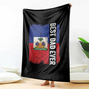 Best Dad Ever Haitian Papa Throw Blanket Vintage Distressed Haiti Flag Father's Day TS02 Print Your Wear