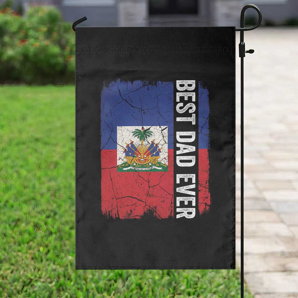 Best Dad Ever Haitian Papa Garden Flag Vintage Distressed Haiti Flag Father's Day TS02 Print Your Wear