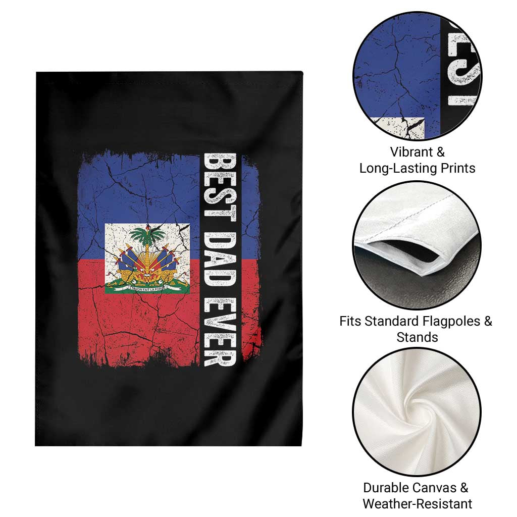 Best Dad Ever Haitian Papa Garden Flag Vintage Distressed Haiti Flag Father's Day TS02 Print Your Wear