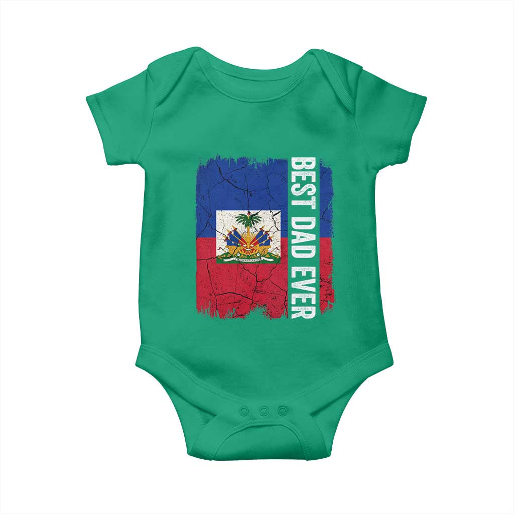 Best Dad Ever Haitian Papa Baby Onesie Vintage Distressed Haiti Flag Father's Day TS02 Irish Green Print Your Wear