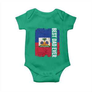 Best Dad Ever Haitian Papa Baby Onesie Vintage Distressed Haiti Flag Father's Day TS02 Irish Green Print Your Wear