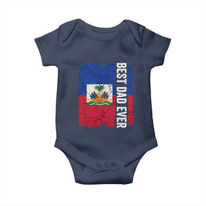 Best Dad Ever Haitian Papa Baby Onesie Vintage Distressed Haiti Flag Father's Day TS02 Navy Print Your Wear