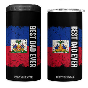 Best Dad Ever Haitian Papa 4 in 1 Can Cooler Tumbler Vintage Distressed Haiti Flag Father's Day TS02 One Size: 16 oz Black Print Your Wear