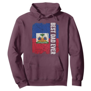 Best Dad Ever Haitian Papa Hoodie Vintage Distressed Haiti Flag Father's Day TS02 Maroon Print Your Wear