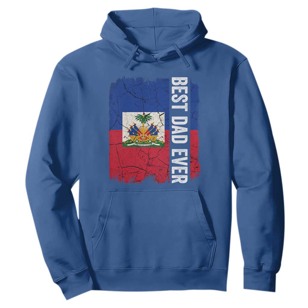 Best Dad Ever Haitian Papa Hoodie Vintage Distressed Haiti Flag Father's Day TS02 Royal Blue Print Your Wear
