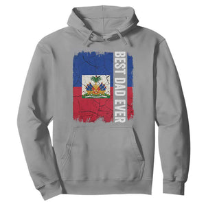 Best Dad Ever Haitian Papa Hoodie Vintage Distressed Haiti Flag Father's Day TS02 Sport Gray Print Your Wear