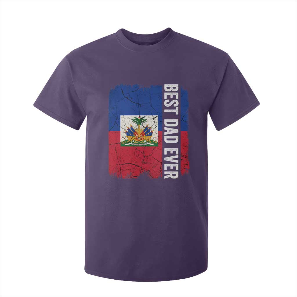 Best Dad Ever Haitian Papa T Shirt For Kid Vintage Distressed Haiti Flag Father's Day TS02 Purple Print Your Wear