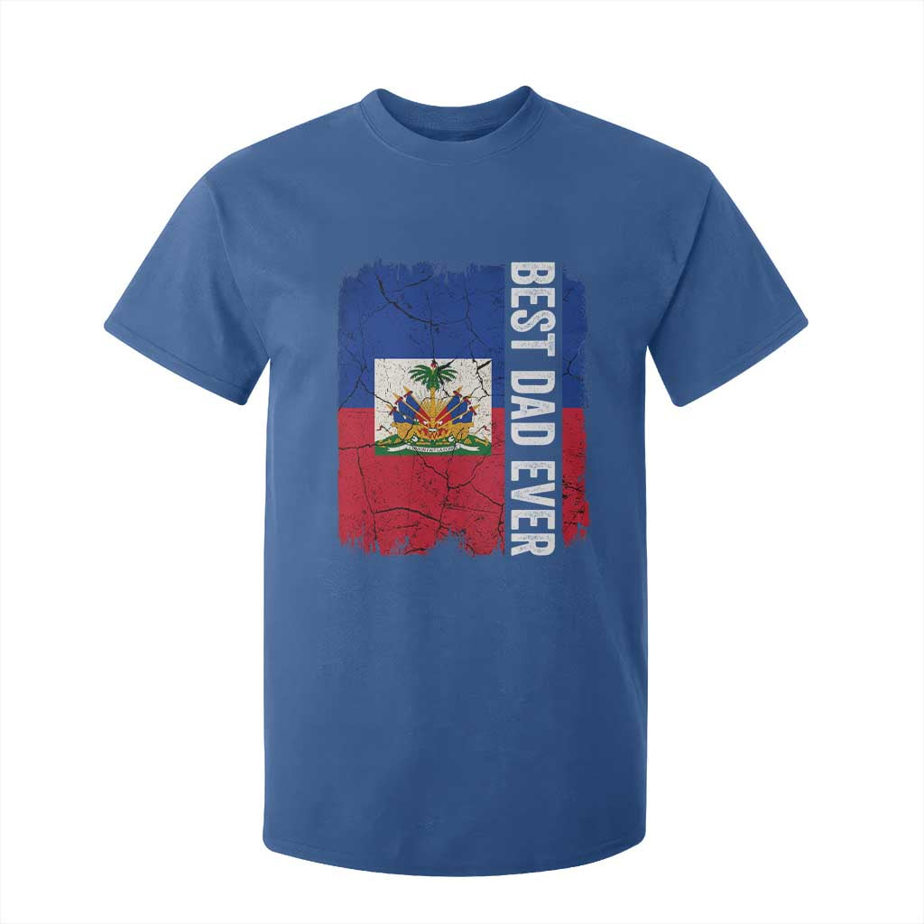 Best Dad Ever Haitian Papa T Shirt For Kid Vintage Distressed Haiti Flag Father's Day TS02 Royal Blue Print Your Wear