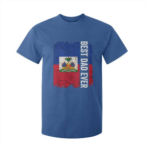 Best Dad Ever Haitian Papa T Shirt For Kid Vintage Distressed Haiti Flag Father's Day TS02 Royal Blue Print Your Wear