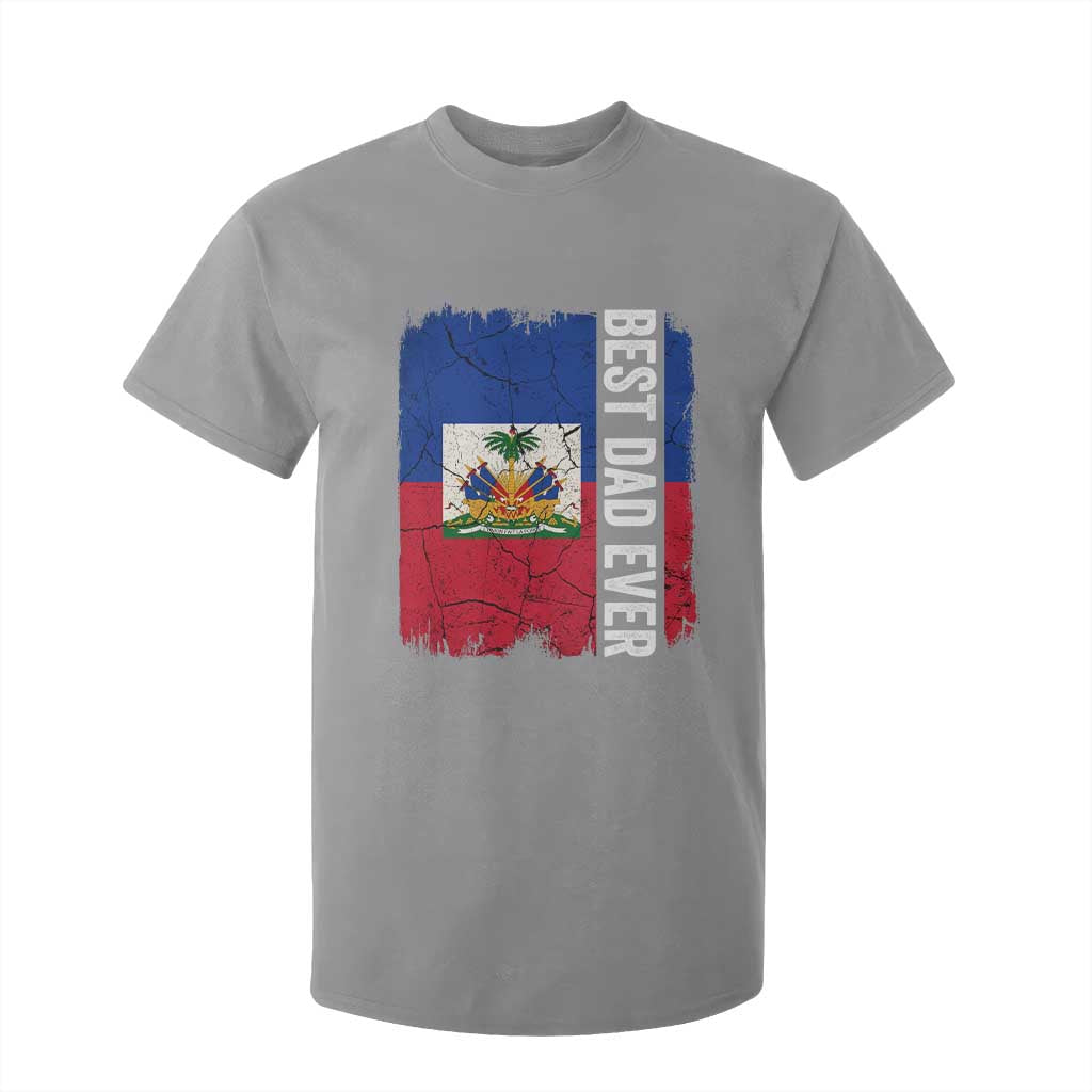 Best Dad Ever Haitian Papa T Shirt For Kid Vintage Distressed Haiti Flag Father's Day TS02 Sport Gray Print Your Wear