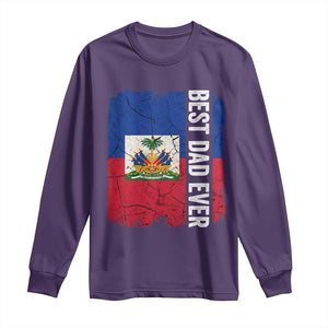 Best Dad Ever Haitian Papa Long Sleeve Shirt Vintage Distressed Haiti Flag Father's Day TS02 Purple Print Your Wear