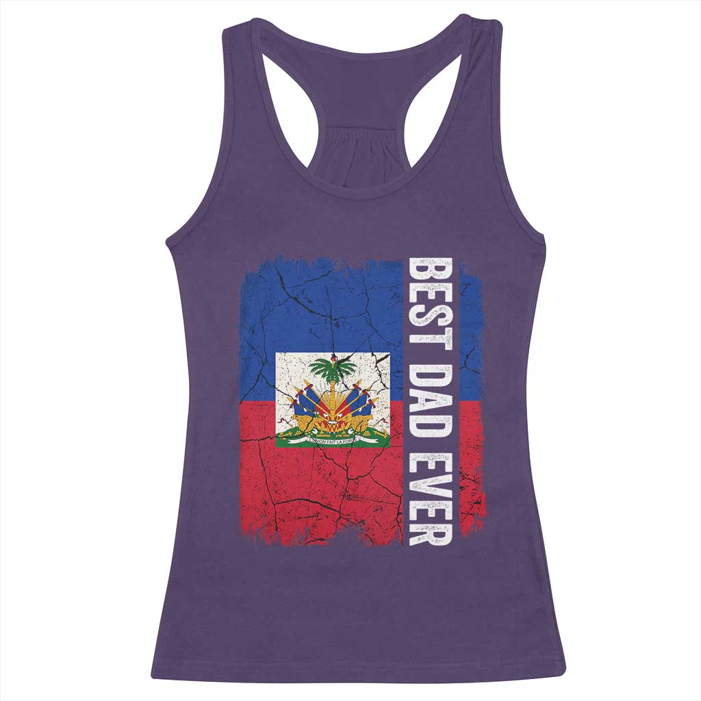 Best Dad Ever Haitian Papa Racerback Tank Top Vintage Distressed Haiti Flag Father's Day TS02 Purple Print Your Wear