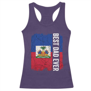 Best Dad Ever Haitian Papa Racerback Tank Top Vintage Distressed Haiti Flag Father's Day TS02 Purple Print Your Wear