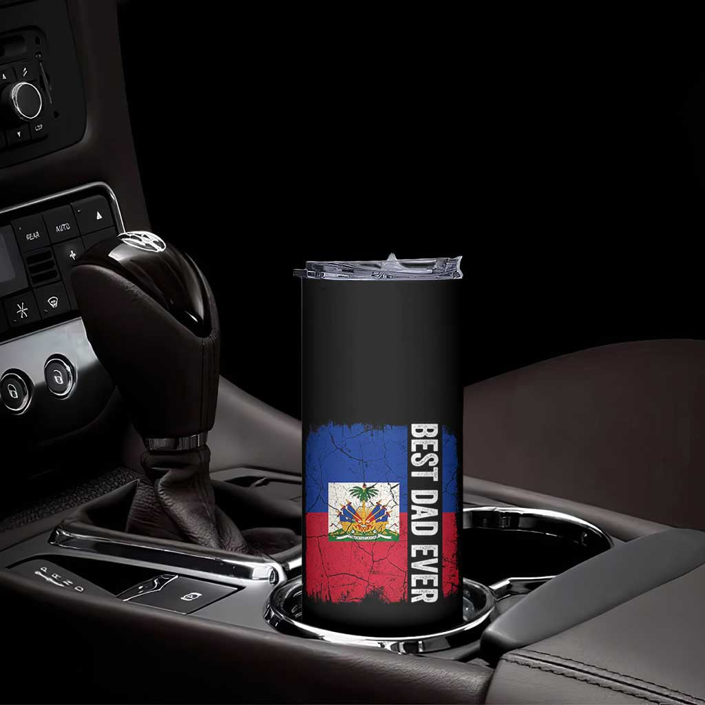 Best Dad Ever Haitian Papa Skinny Tumbler Vintage Distressed Haiti Flag Father's Day TS02 Print Your Wear