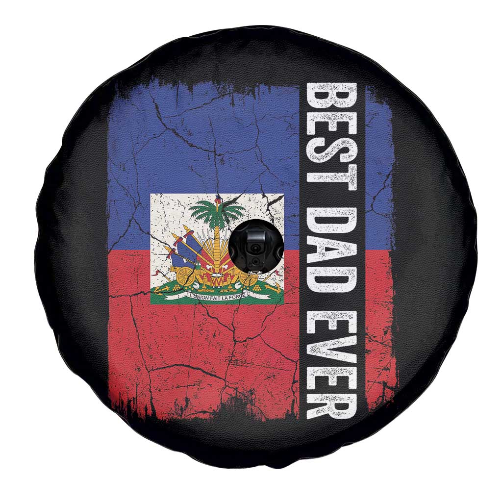 Best Dad Ever Haitian Papa Spare Tire Cover Vintage Distressed Haiti Flag Father's Day TS02 Print Your Wear