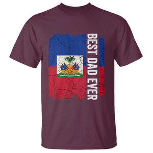 Best Dad Ever Haitian Papa T Shirt Vintage Distressed Haiti Flag Father's Day TS02 Maroon Print Your Wear