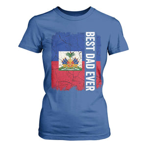 Best Dad Ever Haitian Papa T Shirt For Women Vintage Distressed Haiti Flag Father's Day TS02 Royal Blue Print Your Wear