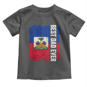 Best Dad Ever Haitian Papa Toddler T Shirt Vintage Distressed Haiti Flag Father's Day TS02 Dark Heather Print Your Wear