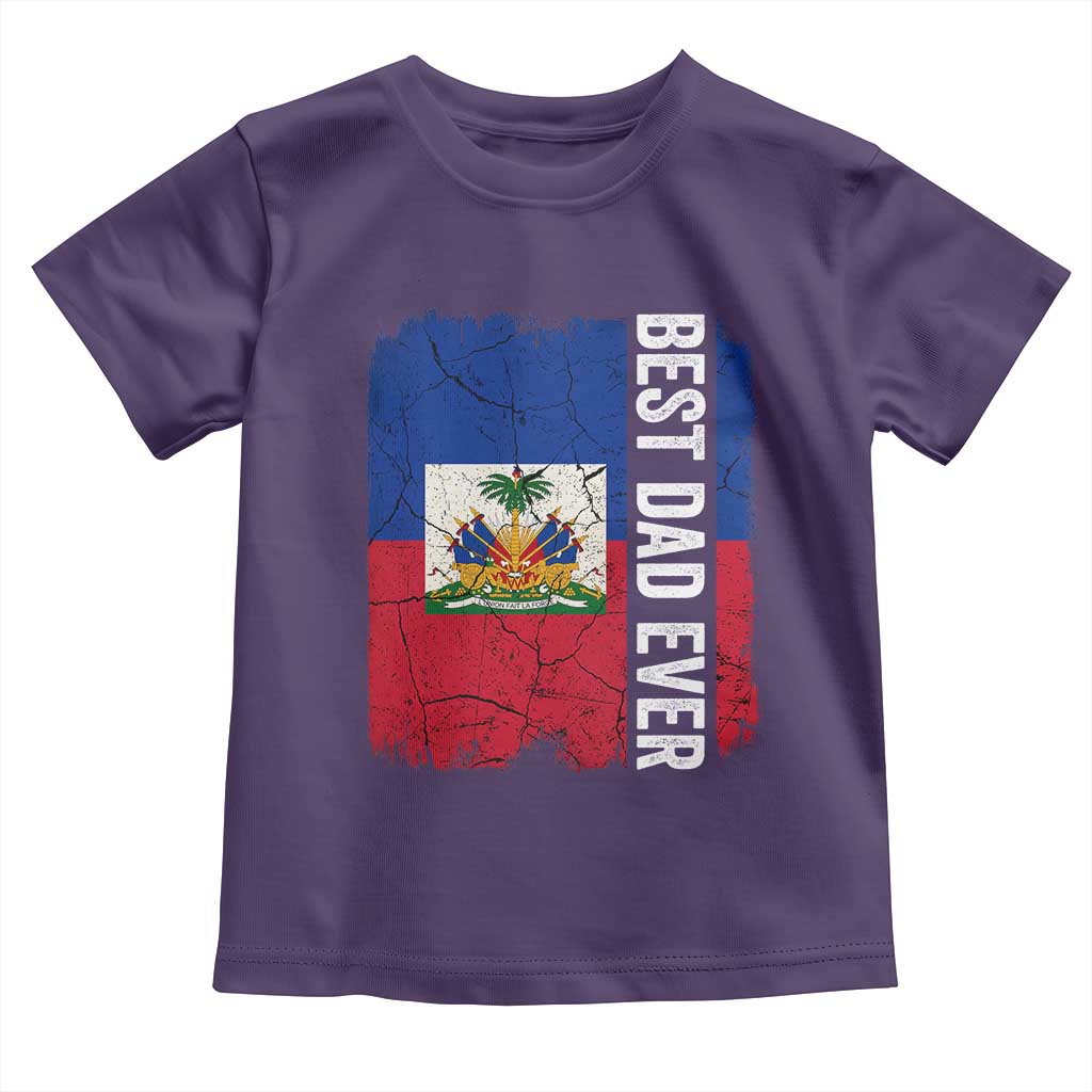 Best Dad Ever Haitian Papa Toddler T Shirt Vintage Distressed Haiti Flag Father's Day TS02 Purple Print Your Wear