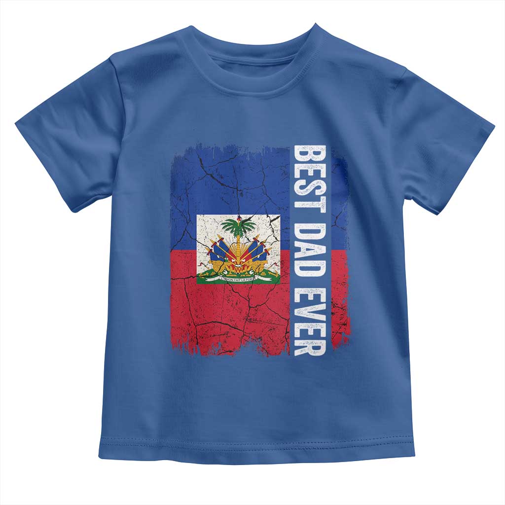 Best Dad Ever Haitian Papa Toddler T Shirt Vintage Distressed Haiti Flag Father's Day TS02 Royal Blue Print Your Wear