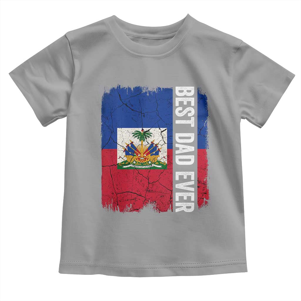 Best Dad Ever Haitian Papa Toddler T Shirt Vintage Distressed Haiti Flag Father's Day TS02 Sport Gray Print Your Wear