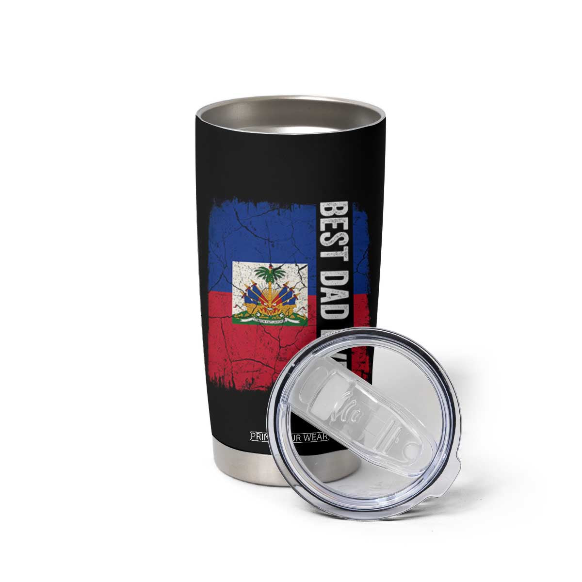 Best Dad Ever Haitian Papa Tumbler Cup Vintage Distressed Haiti Flag Father's Day TS02 Print Your Wear