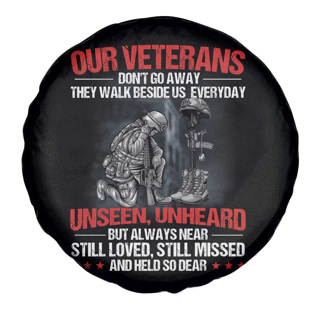American Veteran Memorial Spare Tire Cover Our Veteran's Don't Go Away They Walk Beside Us Everyday Unseen Unheard TS02 Print Your Wear