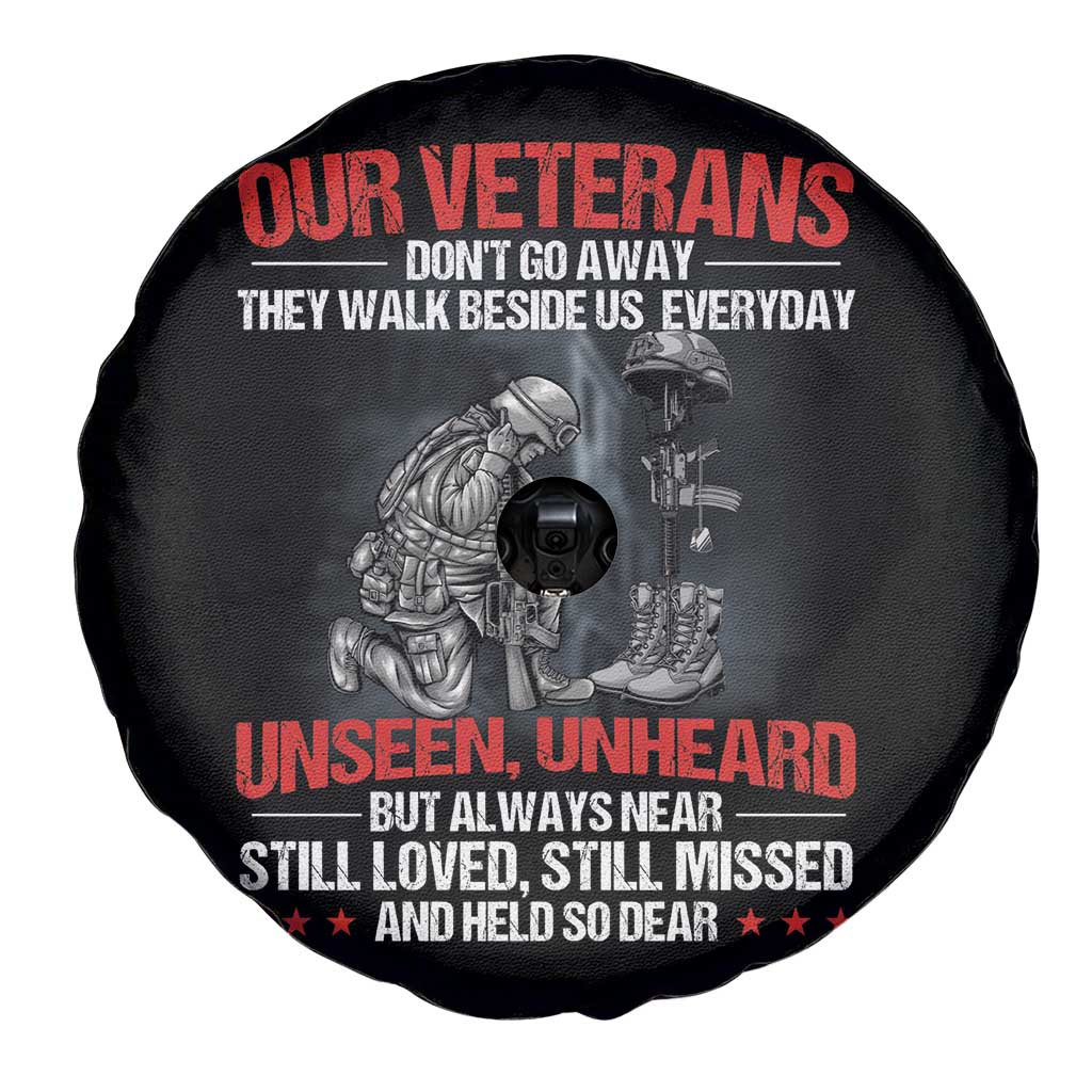 American Veteran Memorial Spare Tire Cover Our Veteran's Don't Go Away They Walk Beside Us Everyday Unseen Unheard TS02 Print Your Wear