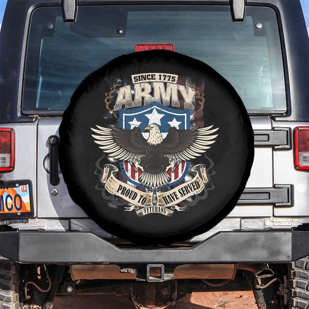 American Veteran Spare Tire Cover Since 1775 Army Proud To Have Served Veterant TS02 No hole Black Print Your Wear